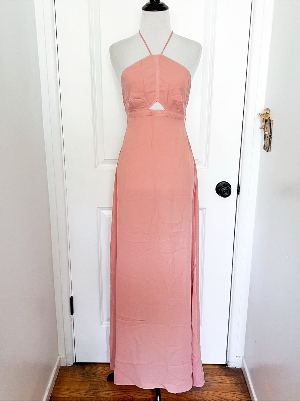 Tavik Blush Halter Maxi Dress with Front Cutout - Small
